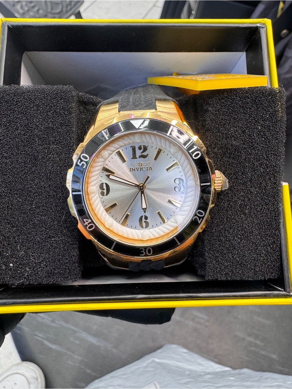 Invicta Men's Gold and Black Sport Watch with Silver Dial